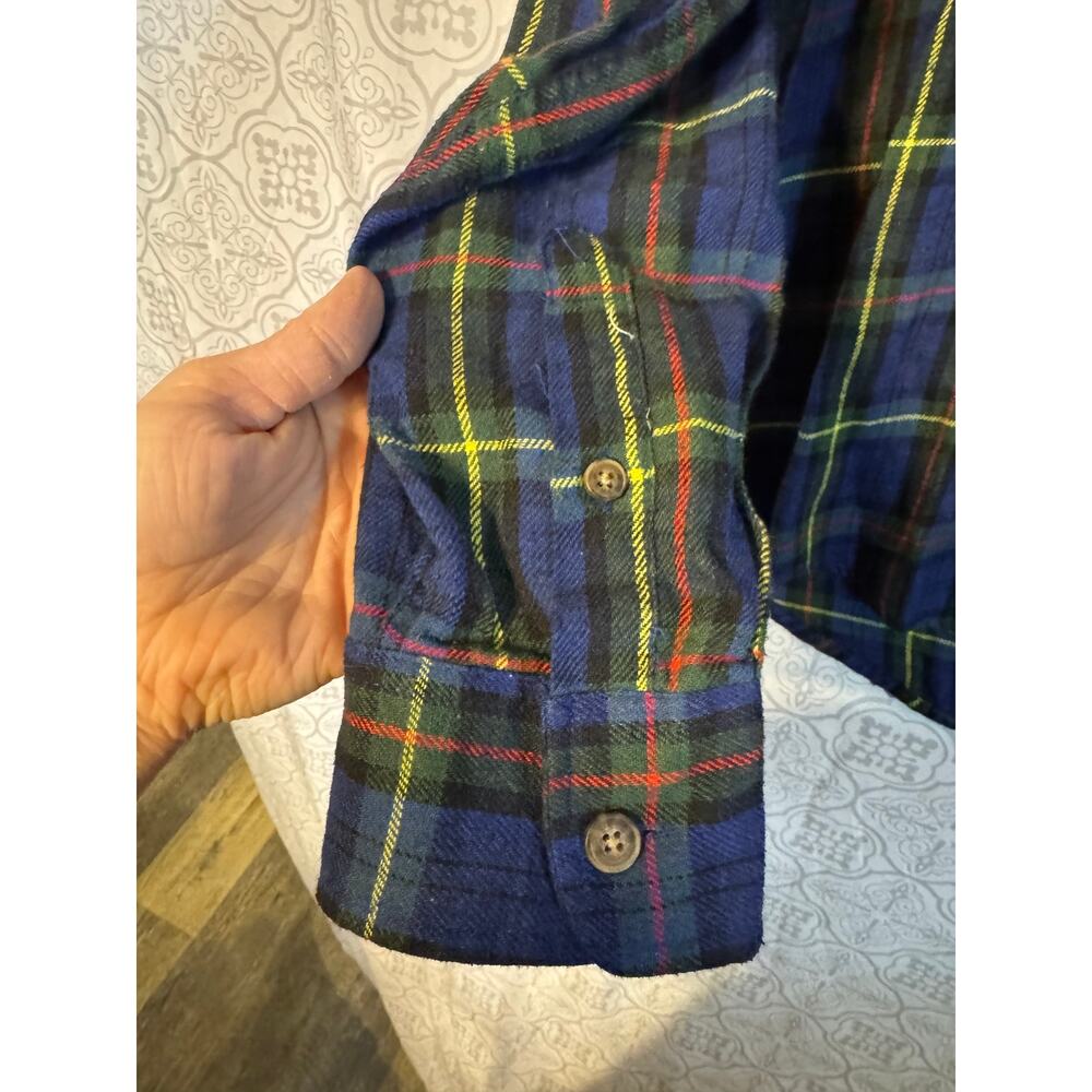 Jachs New York Men's Recycled Flannel Blue/Green Shirt Large Gorpcore Classic - Picture 4 of 12